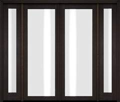 WDMA 76x80 Door (6ft4in by 6ft8in) Exterior Swing Mahogany Modern Full Lite Shaker Double Entry Door Sidelights 2