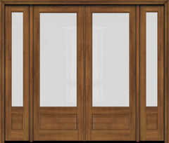 WDMA 76x80 Door (6ft4in by 6ft8in) Exterior Swing Mahogany 3/4 Lite Double Entry Door Sidelights 2