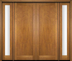 WDMA 76x80 Door (6ft4in by 6ft8in) Exterior Swing Mahogany Modern Full Flat Panel Shaker Double Entry Door Sidelights 1