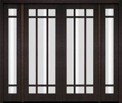 WDMA 76x80 Door (6ft4in by 6ft8in) Exterior Swing Mahogany 9 Lite Marginal Double Entry Door Sidelights 2
