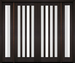 WDMA 76x80 Door (6ft4in by 6ft8in) Exterior Swing Mahogany Modern Slim 4 Glass Shaker Double Entry Door Sidelights 2