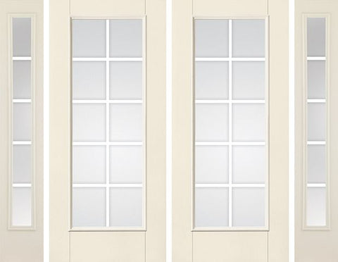 WDMA 80x80 Door (6ft8in by 6ft8in) French Smooth F-Grille Colonial 10 Lite Star Double Door 2 Sides 5 Lite 1