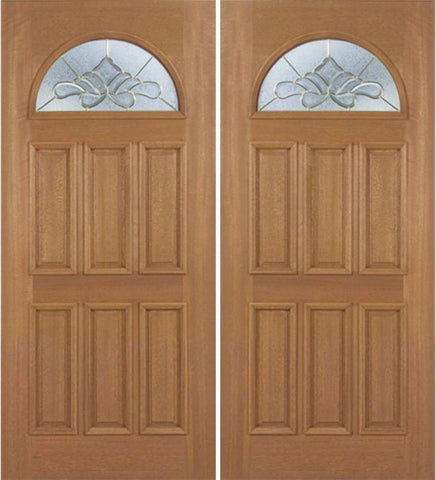 WDMA 84x80 Door (7ft by 6ft8in) Exterior Mahogany Jefferson Double Door w/ BO Glass 1