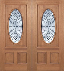 WDMA 84x80 Door (7ft by 6ft8in) Exterior Mahogany Maryvale Double Door w/ EE Glass 1