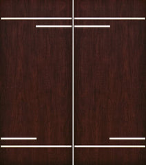 WDMA 84x80 Door (7ft by 6ft8in) Exterior Cherry Contemporary Stainless Steel Bars Double Fiberglass Entry Door FC674SS 1