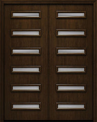 WDMA 84x96 Door (7ft by 8ft) Exterior Cherry 96in Contemporary Slim Horizontal 6 Lite Double Fiberglass Entry Door 1
