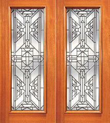 WDMA 84x96 Door (7ft by 8ft) Exterior Mahogany Ornate Design Beveled Glass Double Door Triple Glazed Glass Option 1