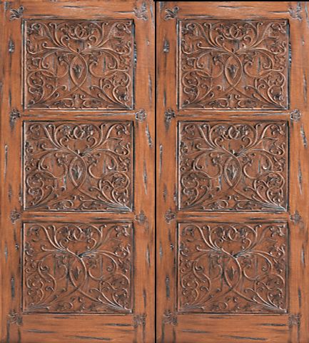 WDMA 84x96 Door (7ft by 8ft) Exterior Mahogany Provence Floral Hand Carved Double Door Solid  1