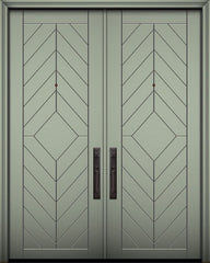 WDMA 84x96 Door (7ft by 8ft) Exterior Smooth 42in x 96in Double Lynnwood Solid Contemporary Door 1