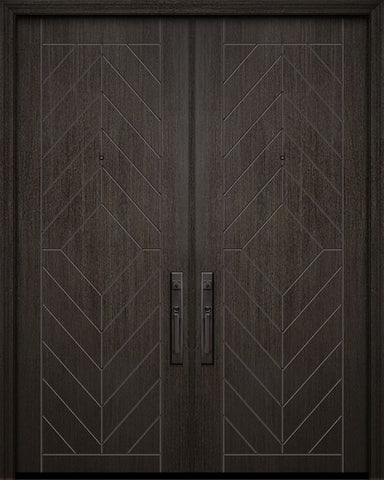 WDMA 84x96 Door (7ft by 8ft) Exterior Mahogany 42in x 96in Double Lynnwood Solid Contemporary Door 1