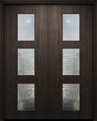 WDMA 84x96 Door (7ft by 8ft) Exterior Mahogany 42in x 96in Double Newport Solid Contemporary Door w/Textured Glass 1