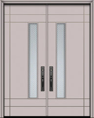 WDMA 84x96 Door (7ft by 8ft) Exterior Smooth 42in x 96in Double Santa Barbara Solid Contemporary Door w/Metal Grid 1