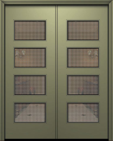 WDMA 84x96 Door (7ft by 8ft) Exterior Smooth 42in x 96in Double Santa Monica Solid Contemporary Door w/Metal Grid 1