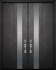 WDMA 84x96 Door (7ft by 8ft) Exterior Mahogany 42in x 96in Double Costa Mesa Solid Contemporary Door 1