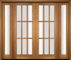 WDMA 86x80 Door (7ft2in by 6ft8in) Exterior Swing Mahogany 9 Lite TDL Double Entry Door Full Sidelights 1