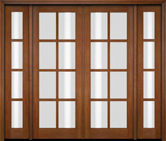 WDMA 86x80 Door (7ft2in by 6ft8in) Exterior Swing Mahogany 8 Lite TDL Double Entry Door Sidelights 4
