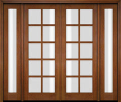 WDMA 86x80 Door (7ft2in by 6ft8in) Exterior Swing Mahogany 10 Lite TDL Double Entry Door Full Sidelights 4