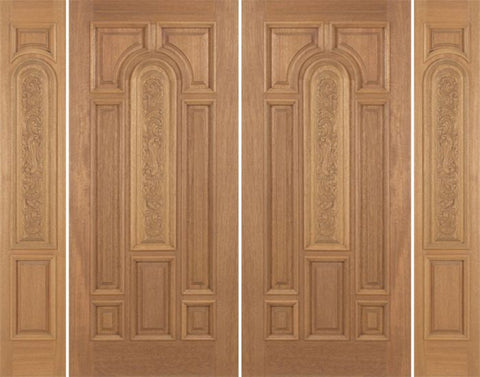 WDMA 88x80 Door (7ft4in by 6ft8in) Exterior Mahogany Revis Double Door/2side Carved Panel - 6ft8in Tall 1