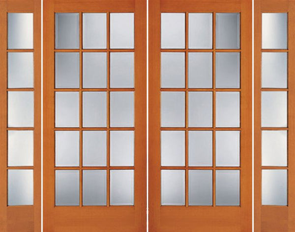 WDMA 88x80 Door (7ft4in by 6ft8in) Exterior Fir 1515 15-Lite Double Door Sidelights 1