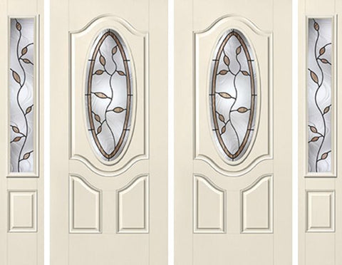 WDMA 88x80 Door (7ft4in by 6ft8in) Exterior Smooth Avonlea 3/4 Deluxe Oval Lite 2 Panel Star Double Door 2 Sides 1