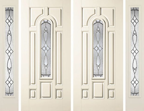 WDMA 88x80 Door (7ft4in by 6ft8in) Exterior Smooth Blackstone Center Arch Lite 7 Panel Star Double Door 2 Sides 5 Lite 1