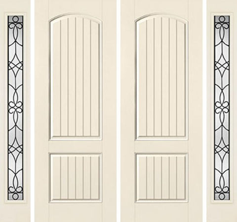 WDMA 88x96 Door (7ft4in by 8ft) Exterior Smooth 8ft 2 Panel Plank Soft Arch Star Double Door 2 Sides Salinas Full Lite Flush 1