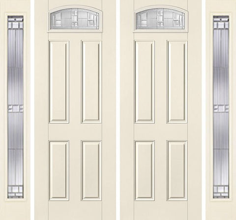 WDMA 88x96 Door (7ft4in by 8ft) Exterior Smooth SaratogaTM 8ft Camber Top Lite 4 Panel Star Double Door 2 Sides 1