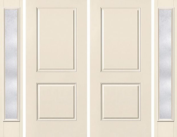 WDMA 92x80 Door (7ft8in by 6ft8in) Exterior Smooth 2 Panel Square Top Star Double Door 2 Sides Rainglass Full Lite 1