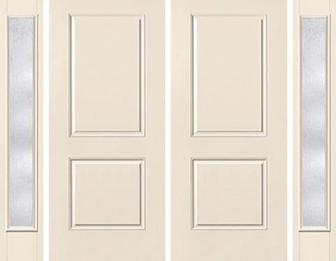 WDMA 92x80 Door (7ft8in by 6ft8in) Exterior Smooth 2 Panel Square Top Star Double Door 2 Sides Rainglass Full Lite 1