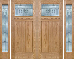 WDMA 96x80 Door (8ft by 6ft8in) Exterior Oak Pearce Double Door/2 Full-lite side w/ C Glass 1