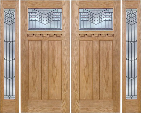 WDMA 96x80 Door (8ft by 6ft8in) Exterior Oak Pearce Double Door/2 Full-lite side w/ E Glass 1