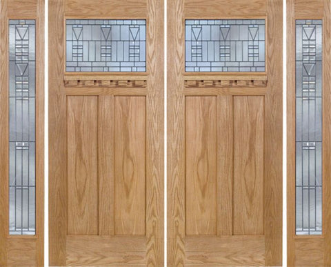 WDMA 96x80 Door (8ft by 6ft8in) Exterior Oak Pearce Double Door/2 Full-lite side w/ B Glass 1