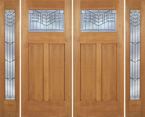 WDMA 96x80 Door (8ft by 6ft8in) Exterior Mahogany Pearce Double Door/2 Full-lite side w/ E Glass 1