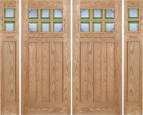 WDMA 96x80 Door (8ft by 6ft8in) Exterior Oak Randall Double Door/2side w/ MO Glass 1