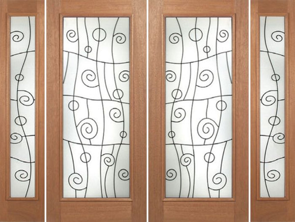 WDMA 96x80 Door (8ft by 6ft8in) Exterior Mahogany Roma Double Door/2side w/ RM Glass - 6ft8in Tall 1