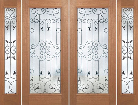 WDMA 96x80 Door (8ft by 6ft8in) Exterior Mahogany Roma Double Door/2side w/ WM Glass - 6ft8in Tall 1