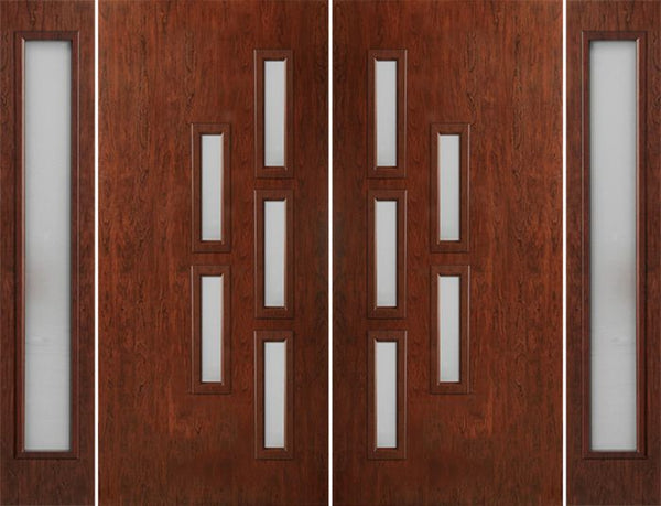 WDMA 96x80 Door (8ft by 6ft8in) Exterior Cherry Contemporary Modern 5 Lite Double Entry Door Sidelights FC553 1