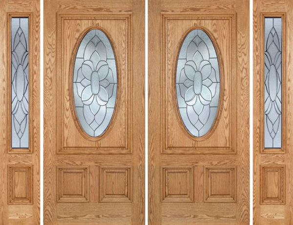 WDMA 96x80 Door (8ft by 6ft8in) Exterior Oak Watson Double Door/2side w/ BO Glass 1