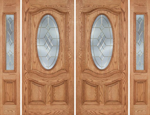 WDMA 96x80 Door (8ft by 6ft8in) Exterior Oak Dally Double Door/2side w/ A Glass - 6ft8in Tall 1