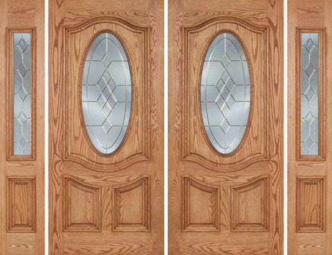 WDMA 96x80 Door (8ft by 6ft8in) Exterior Oak Dally Double Door/2side w/ A Glass - 6ft8in Tall 1