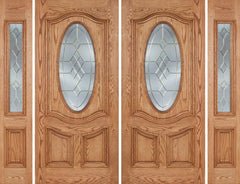 WDMA 96x80 Door (8ft by 6ft8in) Exterior Oak Dally Double Door/2side w/ A Glass - 6ft8in Tall 1