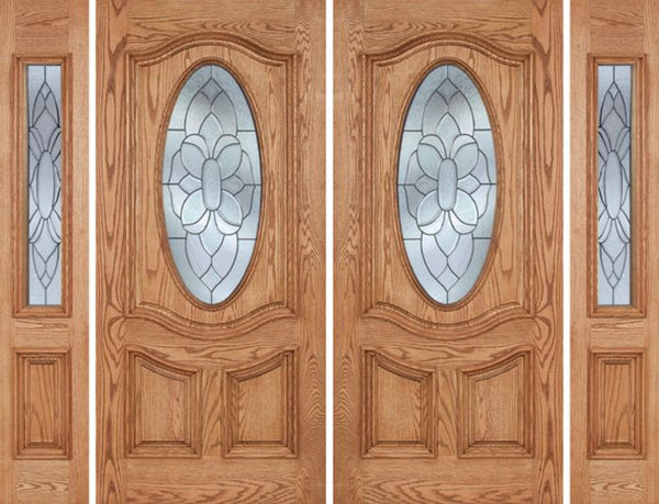 WDMA 96x80 Door (8ft by 6ft8in) Exterior Oak Dally Double Door/2side w/ BO Glass - 6ft8in Tall 1