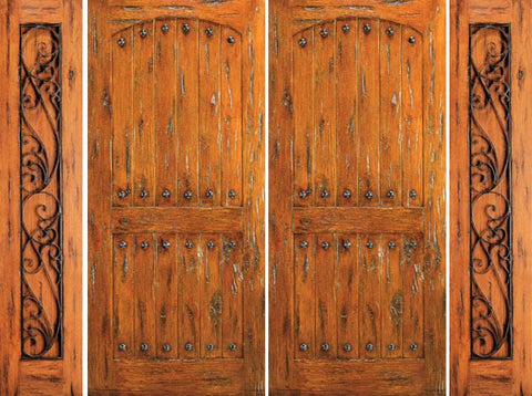WDMA 96x80 Door (8ft by 6ft8in) Exterior Knotty Alder Prehung Double Door with Two Side lights  1