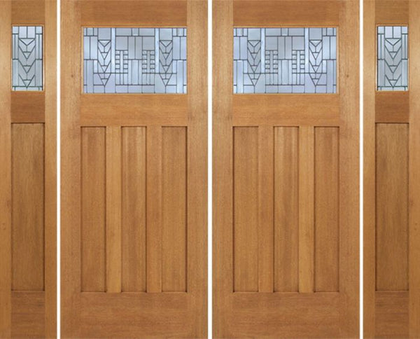 WDMA 96x84 Door (8ft by 7ft) Exterior Mahogany Biltmore Double Door/2side w/ A Glass 1