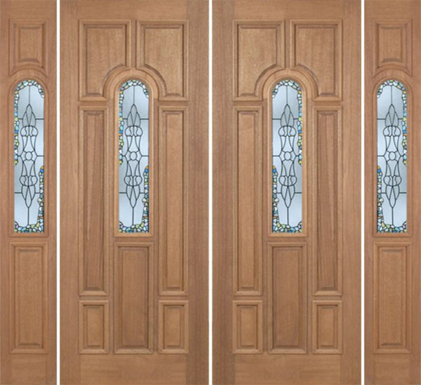 WDMA 96x96 Door (8ft by 8ft) Exterior Mahogany Revis Double Door/2side w/ Tiffany Glass - 8ft Tall 1