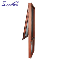wood color aluminum frame chain winder windows window with flyscreen on China WDMA